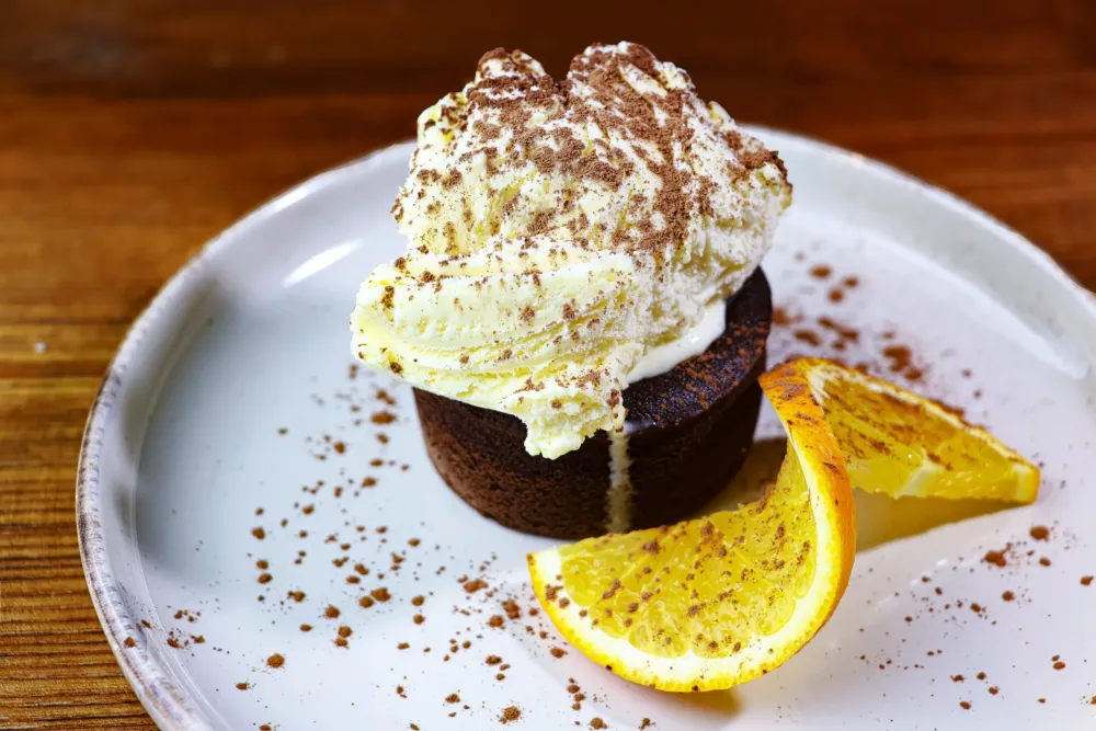 Lava cake with vanilla icecream